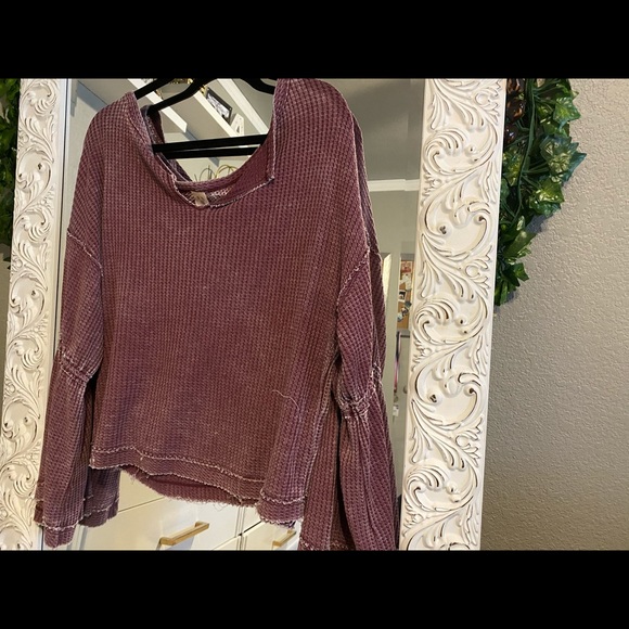 Blue/ Burgundy Free People Long sleeve blouse tops - Picture 8 of 8